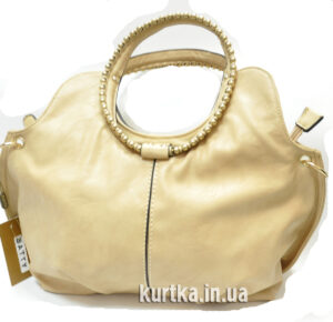 Сумка BATTY кругла ручка, золоті намисто, беж 328-1D