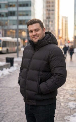 Пуховик чоловічий чорний San Crony: зимовий бомбер до 62 розміру